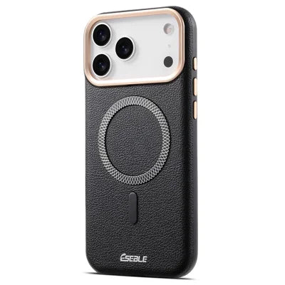 ESEBLE For iPhone 18 Pro Max / 17 Pro Max Magnetic Case PU+TPU Litchi Pattern Back Cover Compatible with Magsafe - Black