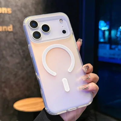 For iPhone 18 Pro Max / 17 Pro Max Magnetic Case Compatible with MagSafe TPU + PC Laser Gradient Color Changing Phone Cover - Matte Surface