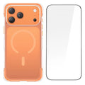 For iPhone 18 Pro Max / 17 Pro Max Magnetic Phone Case Matte TPU Acrylic Back Cover with Tempered Glass - Orange