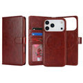 For iPhone 18 Pro Max / 17 Pro Max Magnetic Case Anti-Drop Detachable Wallet PU Leather Phone Cover - Dark Brown