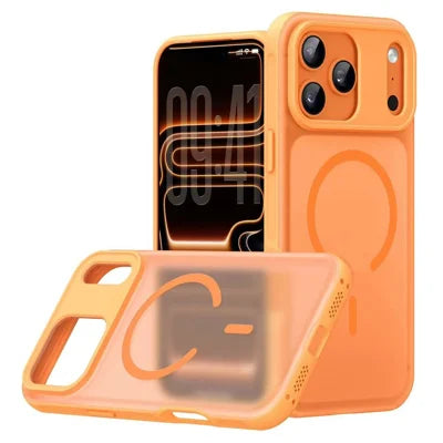 For iPhone 18 Pro Max / 17 Pro Max Magnetic Case Anti-fingerprint Soft-touch Shockproof  TPU + PC Cover - Orange