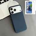 For iPhone 18 Pro Max / 17 Pro Max Magnetic Case with Tempered Glass Screen Protector Fabric Texture PC + TPU Phone Cover Compatible with MagSafe - Blue