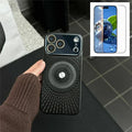 For iPhone 18 Pro Max / 17 Pro Max Hollow Heat Dissipation Magnetic Case with Tempered Glass Screen Protector Shockproof Cover Compatible with Magsafe - Black