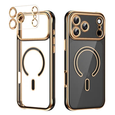 For iPhone 18 Pro Max / 17 Pro Max Magnetic Case Electroplated 2.0mm Acrylic TPU Phone Back Cover Compatible with MagSafe - Black