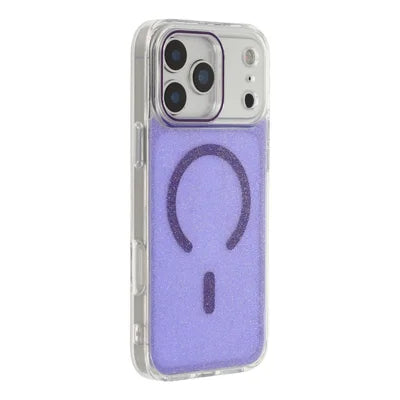For iPhone 18 Pro Max / 17 Pro Max Magnetic Case Glitter Clear PC TPU Protective Cover - Purple