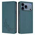 For iPhone 18 Pro Max / 17 Pro Max Wallet Stand Case Peony Flower Pattern TPU PU Leather Flip Cover - Green