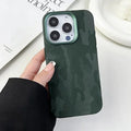 For iPhone 18 Pro Max / 17 Pro Max Magnetic Case Luxury Camouflage PC PU Leather Shockproof Cover Compatible with Magsafe - Army Green