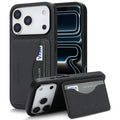 HGUANCASE For iPhone 18 Pro Max / 17 Pro Max Case Vintage Leather TPU Phone Cover with Magnetic Card Holder Kickstand - Black