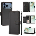 For iPhone 18 Pro Max / 17 Pro Max Case 9 Card Slots PU Leather Flip Wallet Phone Cover with Hand Strap - Black