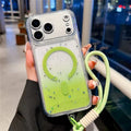 For iPhone 18 Pro Max / 17 Pro Max Magnetic Case Star Glitter PC + TPU Shockproof Phone Cover with Wrist Strap - Green