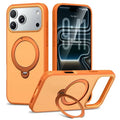 For iPhone 18 Pro Max / 17 Pro Max Magnetic Case Ring Holder Kickstand PC + TPU Dual-Layer Protective Phone Cover - Orange