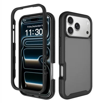For iPhone 18 Pro Max / 17 Pro Max Case Translucent Matte Anti-Fingerprint PC + TPU 2 in 1 Phone Protective Cover - Black