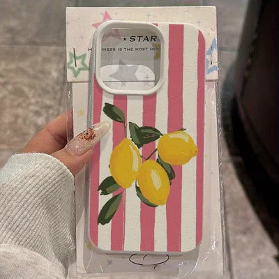 For iPhone 18 Pro Max / 17 Pro Max Case Stripe Lemon Fruit Pattern Soft TPU Protective Phone Cover - 3 Lemons