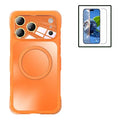 For iPhone 18 Pro Max / 17 Pro Max Magnetic Case Airbag Anti-drop TPU + PC Phone Cover with Tempered Glass Screen Protector - Orange