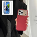 For iPhone 18 Pro Max / 17 Pro Max Magnetic Case Ripple Texture Shockproof TPU Phone Cover with Tempered Glass Screen Protector - Red