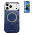 For iPhone 18 Pro Max / 17 Pro Max Magnetic Case Frosted Wave Texture PC + TPU Phone Cover with Tempered Glass Screen Protector - Blue