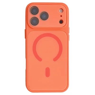 For iPhone 18 Pro Max / 17 Pro Max Magnetic Case TPU Acrylic Tempered Glass Back Panel Protective Phone Cover - Orange