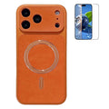 For iPhone 18 Pro Max / 17 Pro Max Magnetic Case Matte PC + TPU Heat Dissipation Phone Cover with Tempered Glass Screen Protector - Orange