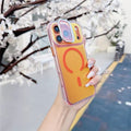 For iPhone 18 Pro Max / 17 Pro Max Magnetic Case Four Corner Drop Protection TPU + Acrylic Gradient Phone Cover with Lens Film Kickstand - Orange