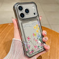 For iPhone 18 Pro Max / 17 Pro Max Case Floral Pattern Transparent TPU Soft Protective Back Cover with Card Holder - Grey / A911