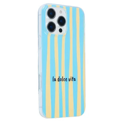 For iPhone 18 Pro Max / 17 Pro Max Case Heat Transfer Striped Pattern Soft TPU Anti-Scratch Phone Cover - Baby Blue