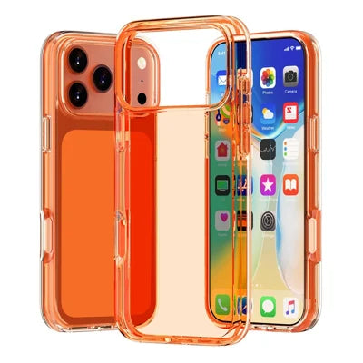 For iPhone 18 Pro Max / 17 Pro Max Case PC + TPU Shockproof Clear Phone Cover - Transparent Orange