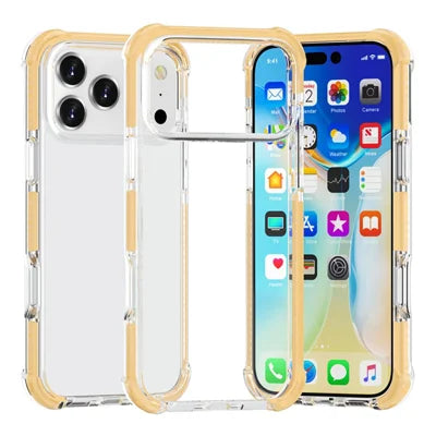 For iPhone 18 Pro Max / 17 Pro Max Case Four Corners Anti Drop Clear TPU + TPE + PC Phone Cover - Transparent Yellow