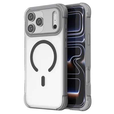 For iPhone 18 Pro Max / 17 Pro Max Magnetic Case Skin-touch PC + TPU Airbag Protection Phone Cover - Grey+Black
