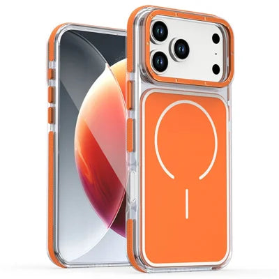 For iPhone 18 Pro Max / 17 Pro Max Magnetic Case Dual Color Shockproof TPU PC Phone Cover - Orange