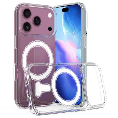 For iPhone 18 Pro Max / 17 Pro Max Clear Phone Magnetic Case TPU + Acrylic Back Cover - Clear