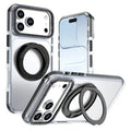 For iPhone 18 Pro Max / 17 Pro Max Magnetic Case Rotating Ring Kickstand Dual Color Acrylic + TPU Clear Phone Cover - Black