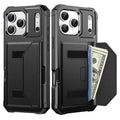 For iPhone 18 Pro Max / 17 Pro Max Case Card Holder Leather + TPU Anti-drop Phone Cover - Black