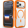 For iPhone 17 Pro Max  /  18 Pro Max Magnetic Case TPU Frame Clear PC Back Anti-drop Phone Cover - Orange