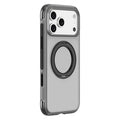 For iPhone 18 Pro Max / 17 Pro Max Case with Magnetic Kickstand Air Cushion Matte Translucent PC + TPU Phone Cover - Black