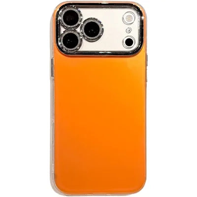 For iPhone 18 Pro Max / 17 Pro Max Case PC + TPU IMD Phone Cover with Electroplated Camera Frame - Vibrant Orange
