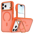 For iPhone 18 Pro Max / 17 Pro Max Magnetic Case Foldable Kickstand Matte PC + TPU Phone Cover - Orange