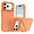For iPhone 18 Pro Max / 17 Pro Max Case Skin-touch PC + TPU Magnetic Phone Cover with Lens Frame Kickstand - Orange