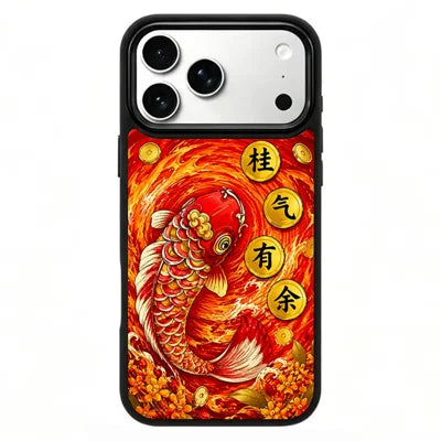 For iPhone 18 Pro Max / 17 Pro Max Magnetic Case Five Elements Fire Art Series UV Printing PC + Silicone Phone Cover - H00001