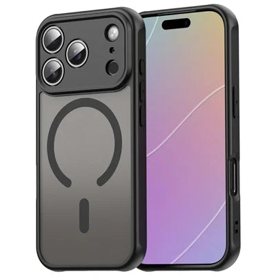For iPhone 18 Pro Max / 17 Pro Max Magnetic Case Anti Drop Matte PC + TPU Phone Cover - Black