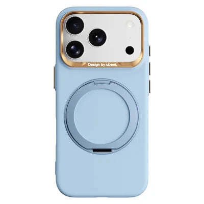 ABEEL For iPhone 17 Pro Max  /  18 Pro Max Magnetic Case Ring Kickstand Liquid Silicone Feel PC Phone Cover - Sky Blue