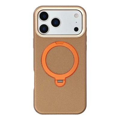 KIGC For iPhone 18 Pro Max / 17 Pro Max Case Rotating Magnetic Kickstand PC + TPU Phone Protective Cover - Brown