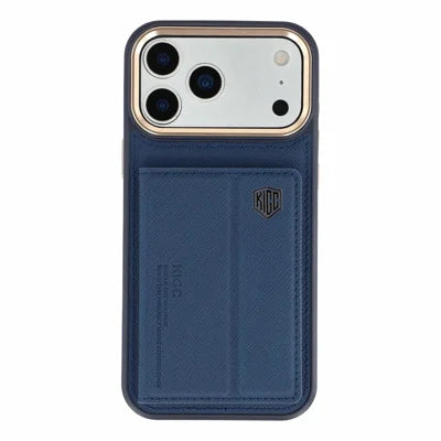 KIGC for iPhone 18 Pro Max / 17 Pro Max Case Card Holder Kickstand Fabric + PC + TPU Shockproof Phone Cover - Blue