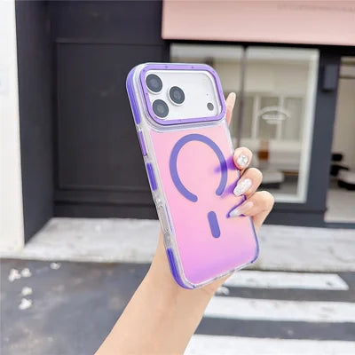 For iPhone 18 Pro Max / 17 Pro Max Magnetic Case Cute Fluorescent Design TPU Acrylic Phone Back Cover - Purple