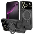 For iPhone 18 Pro Max / 17 Pro Max Magnetic Case Rotating Kickstand PC + TPU Phone Cover - Black