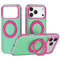 For iPhone 18 Pro Max / 17 Pro Max Case with Rotating Magnetic Kickstand Matte PC+TPU+TPE Shockproof Phone Cover - Green