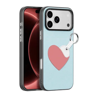 DUX DUCIS for iPhone 18 Pro Max / 17 Pro Max Case  Luvy Series PU Leather + PC Phone Case with Finger Ring / Strap - Sky Blue-Love