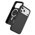 For iPhone 18 Pro Max / 17 Pro Max Magnetic Phone Case Carbon Fiber Texture PC TPU Back Cover - Black