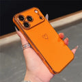 For iPhone 18 Pro Max / 17 Pro Max Case Love Heart Pattern TPU Phone Cover Electroplating Edge - Orange