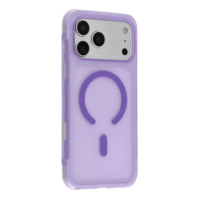 JAUCASE For iPhone 18 Pro Max / 17 Pro Max Magnetic Case Wave Texture PC + TPU Airbag Corner Protection Phone Cover with Camera Control Button - Transparent Purple