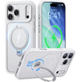 CASEKOO for iPhone 18 Pro Max / 17 Pro Max Case Magnetic Rotating Kickstand PC + TPU Matte Phone Cover - White